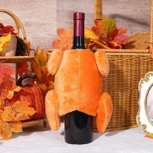 Creatieve pluche kalkoen wijnfleshoes voor Thanksgiving en herfst festival tafeldecoratie
