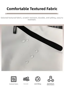 Detailed macro view of waterproof nylon fabric with water droplets on a white canvas bag