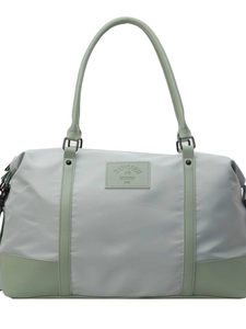 Grand sac de voyage vert menthe en nylon résistant avec des bandoulières pratiques