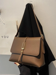 Damen Mode PU Leder Schultertasche Große Kapazität Umhängetasche Minimalistische Unterarmtasche Mit Goldener Schnalle Pendler Kuriertasche