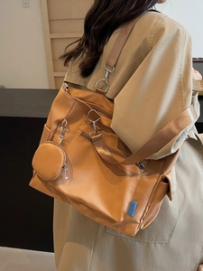 Women Large Capacity Nylon Tote Bag And Small Pouch Fashion Multi Pocket Shoulder Crossbody Bag Casual Work Travel Handbag