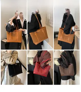 Macro shot of large-capacity vintage tote bags in various textured matte leather colors