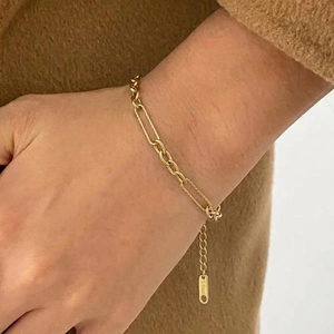 Geometric Chain Necklace And Bracelet 304 Stainless Steel Waterproof Hypoallergenic Minimalist Jewelry Accessories For Women