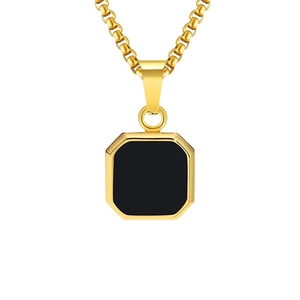Minimalistische quadratische Halskette aus Gold und Schwarz mit einer robusten Box-Kette