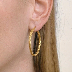 Stainless Steel Twisted Rope Hoop Earrings Vintage Gold Silver Plated Geometric Round Circle Earrings Jewelry Gift For Women