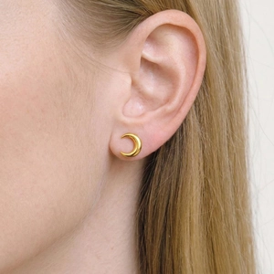 Crescent Moon Stud Earrings Stainless Steel 304 Vacuum 14K Gold Plated Hypoallergenic Geometric Minimalist Jewelry For Women