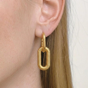 Orecchini A Cerchio Geometrici Placcati Oro 18K Acciaio Inossidabile 304 Ipoallergenico Impermeabile Stile INS Donna
