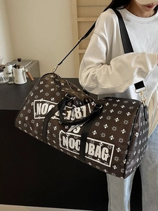 Borsa da Viaggio in Pelle PU Grande Capacità Donna Stampa Monogramma Borsa a Mano Weekender Palestra Con Tasca Secco Umido
