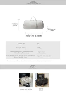 Dettagli dimensioni e trama intrecciata della borsa da viaggio grande 53cm in PU
