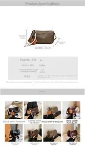 Detailed spec sheet showing stylish PU Boston bag dimensions and chic color options