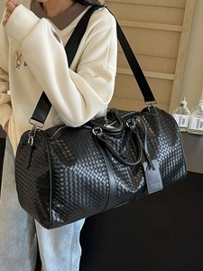 Borsa da Viaggio Intrecciata di Grande Capacità per Donna Borsa da Viaggio alla Moda a Tracolla Palestra Duffle Bag