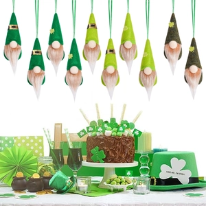 St Patrick's Day Gnome Pendants Green Plush Elf Hanging Ornaments With Clovers Belt Buckles For Home Party Decorations