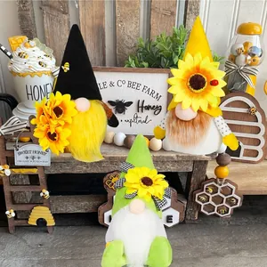 Sonnenblumen- und Bienen-Zwerge mit Plüschbart für die Heimdekoration