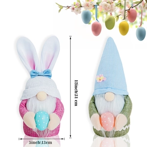 Détails des gnomes de Pâques avec oreilles de lapin tenant des œufs de 31cm de haut
