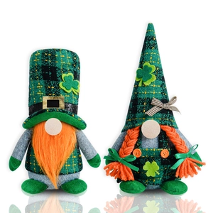 St. Patrick's Day Gnomi Decorazioni in Peluche Verde Plaid Trifoglio Bambola Senza Volto Festival Irlandese Ornamenti per la Casa Coppia