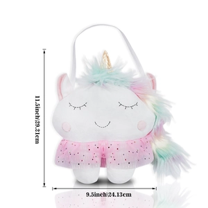 Cute unicorn tooth fairy plush handbag with gold horn and pink mesh skirt 29cm size