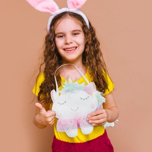 Ensemble sac à main licorne en peluche et bandeau oreilles de lapin pour petites filles