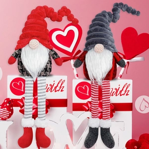 Valentine's Day Gnome Faceless Doll With Heart Long Legs Scandinavian Swedish Tomte Dwarf Plush For Party Home Decor Gift