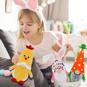 Easter gnome plush set with rabbit ears and chick designs for festive home decoration