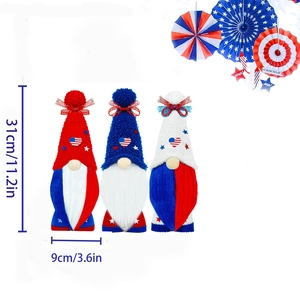 Set of 3 Patriotic American Independence Day Gnomes with stars, stripes, and 31cm height