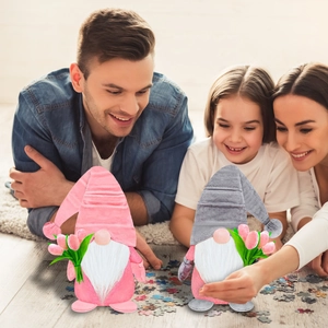 Lot de gnomes en peluche tulipe rose pour la fête des mères et décoration