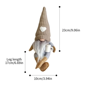 Detailed size chart showing 23cm height of the faceless coffee gnome plush toy