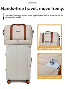 Sac de voyage avec sangle de bagage et poche antivol zippée pour fixation valise