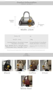 Guida alle taglie della borsa a tracolla in PU con dimensioni 25x14x9cm e dettagli
