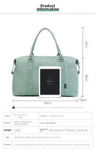 Waterproof travel bag dimensions: 49cm width, 38cm height, with separate dry-wet pockets