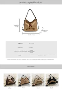 Size chart for frosted PU tote showing dimensions height 31cm and width 36cm details