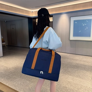 Sac de voyage Oxford bleu grande capacité pour hommes avec compartiment chaussures séparé