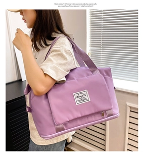 Bolso de viaje púrpura de tela Oxford de gran capacidad con cremallera de expansión