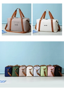 Detail of multi-color canvas yoga duffle bags with adjustable straps and sturdy handles