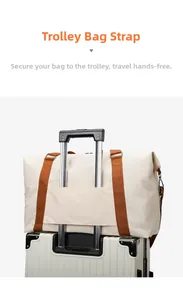 Travel bag back sleeve detail showing luggage handle attachment for easy airport transport