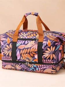 Sac de voyage spacieux avec imprimés tropicaux et compartiment à chaussures séparé