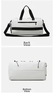 Detailed back view and flat bottom base of the waterproof sports duffel bag