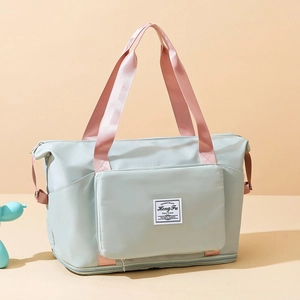 Bolso de Viaje de Tela Oxford para Mujer Gran Capacidad Impermeable Separación Seco Húmedo Bolso de Deporte Expandible para Gimnasio Deporte