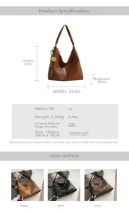 Detail showing the large PU leather hobo bag with a decorative green woven rope and smiley charm