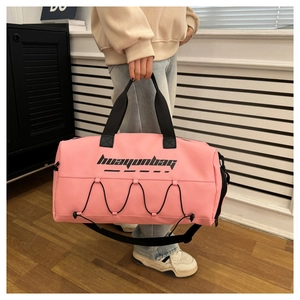 Pink waterproof fitness bag with dry wet separation and adjustable shoulder straps