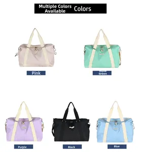 Five colors of bubble textured travel bags: Pink, Aqua Green, Purple, Black, and Blue