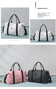 Close-up of the large capacity oxford fabric travel bag with adjustable shoulder straps