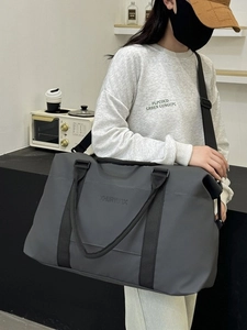 Large capacity dark grey oxford travel bag for gym and sports with adjustable strap