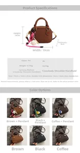 Spécifications détaillées de taille et options de couleur pour le sac rétro en similicuir