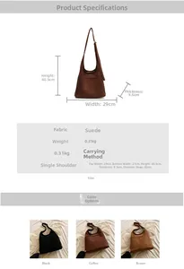 Detailed size specifications for a retro matte crossbody bucket bag with 40.5cm height