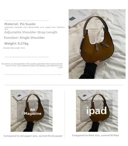 Detailed mustard yellow matte PU hobo bag dimensions with iPad size comparison view