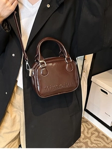 Vintage Glossy PU Leather Square Bag For Women With Bear Keychain Elegant Crossbody Handbag Shoulder Bag Daily Travel