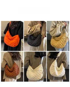 Sacs demi-lune matelassés en six couleurs avec bandoulière réglable et fermeture éclair
