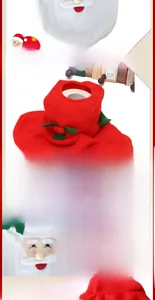 Detail of Santa Claus toilet cover set featuring festive plush fabric and ribbed textures