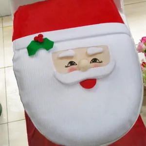 Festive Santa Claus toilet seat cover in red and white plush for Christmas bathroom decor