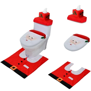 3-Piece Santa Claus toilet seat cover and rug set for festive Christmas bathroom decor